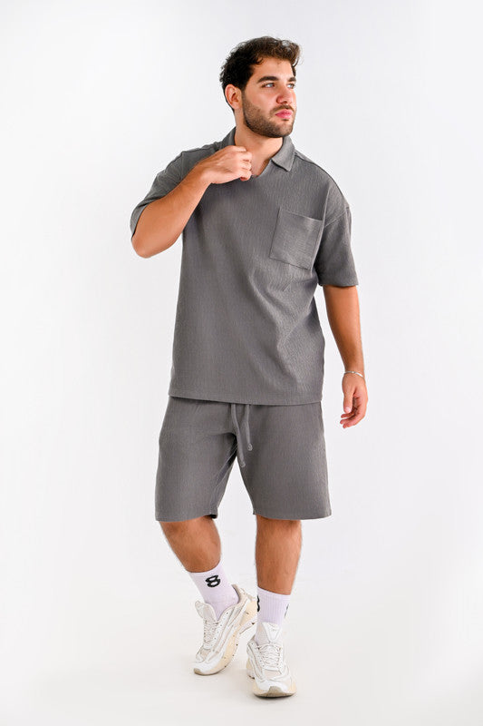 Striped Shoreline Set – Dark Grey