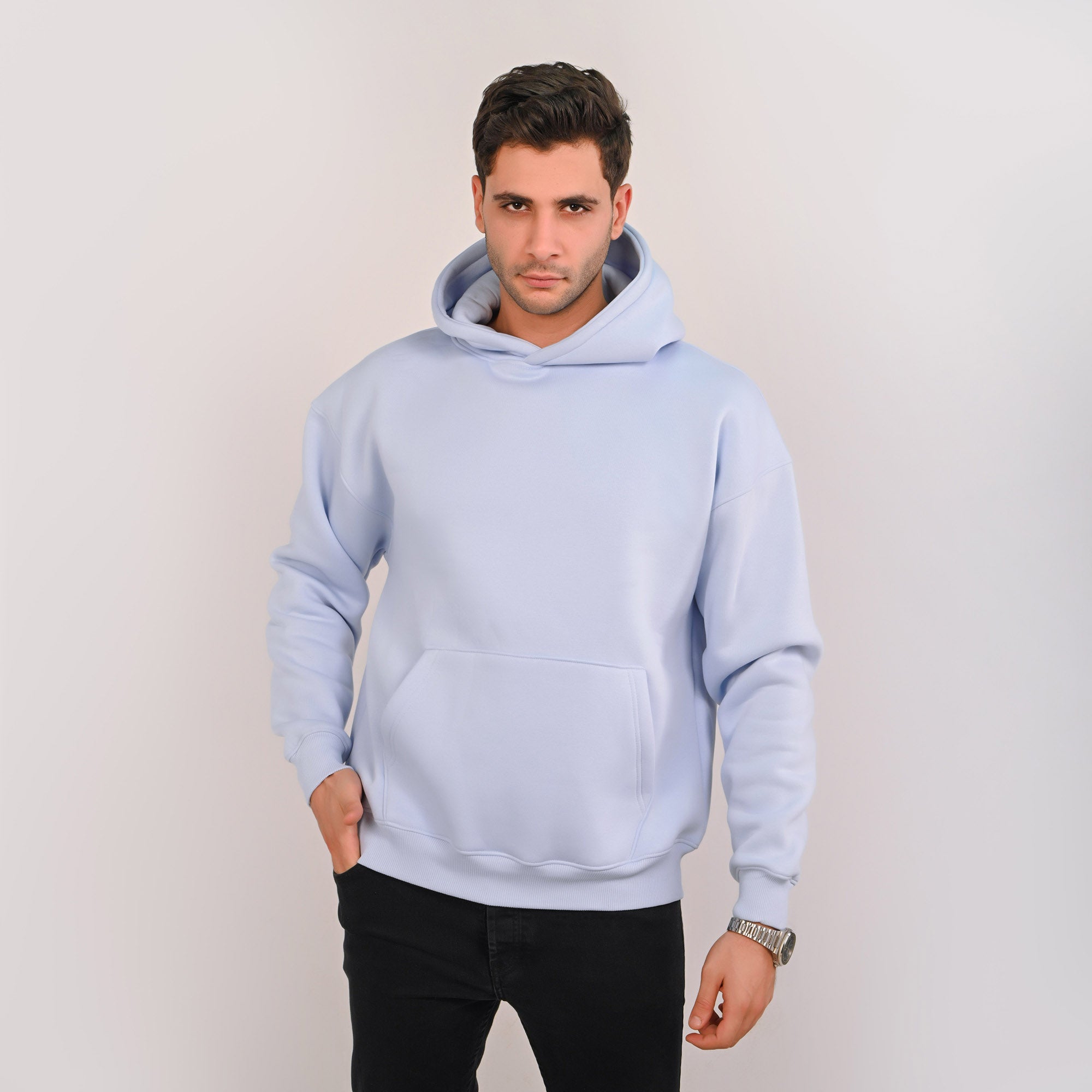 Essential Plain Hoodie – Baby Blue