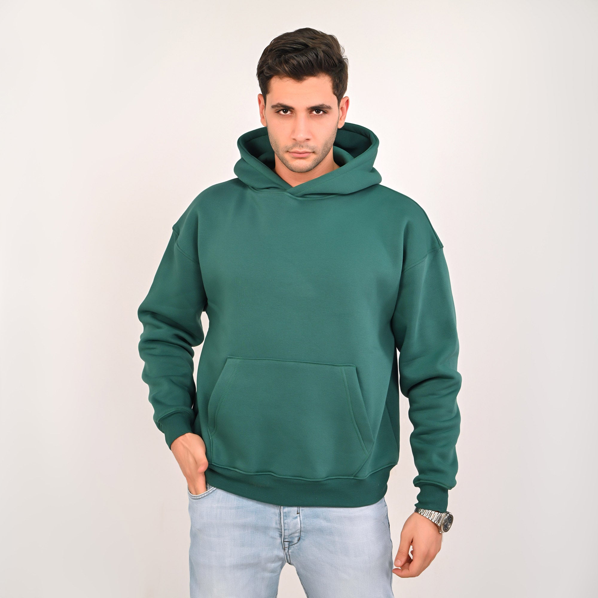 Essential Plain Hoodie– Teal Green