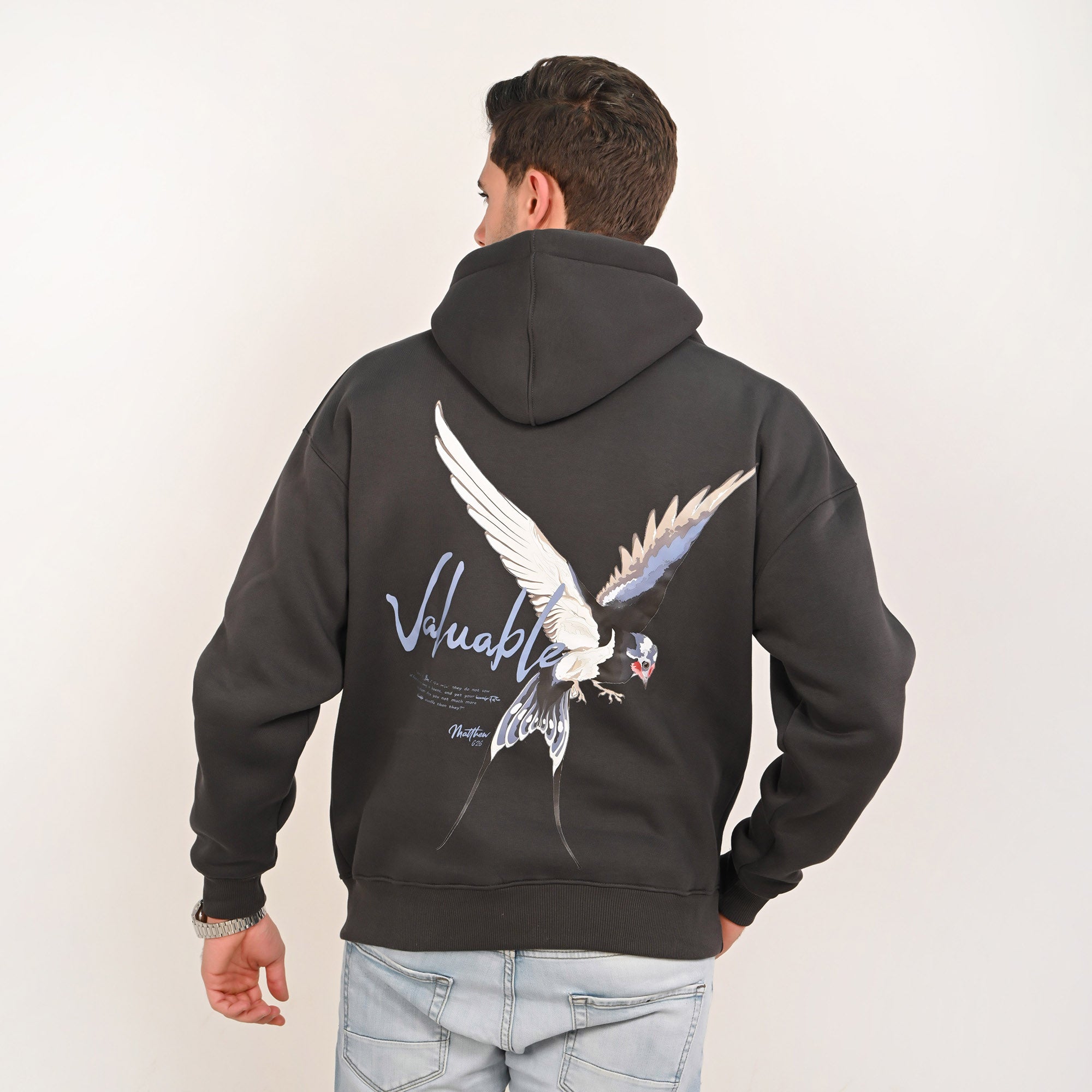 Valuable Graphic Relaxed Fit Hoodie – Iron Grey