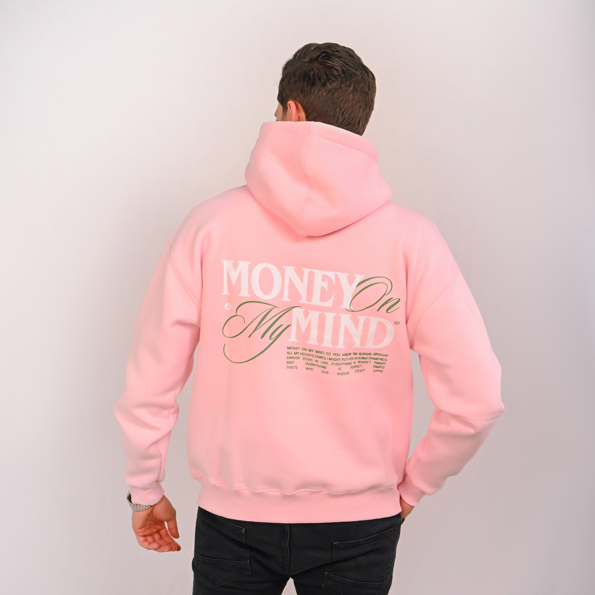 Money On My Mind Relaxed Fit Hoodie – Baby Pink