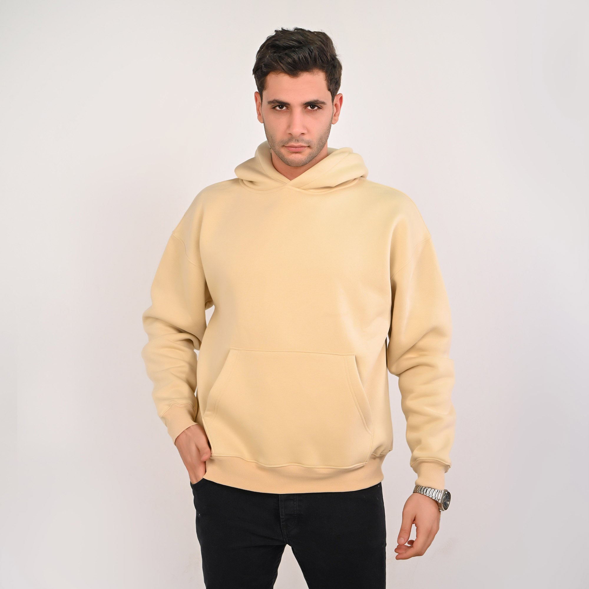 Essential Plain Hoodie – Light Beige