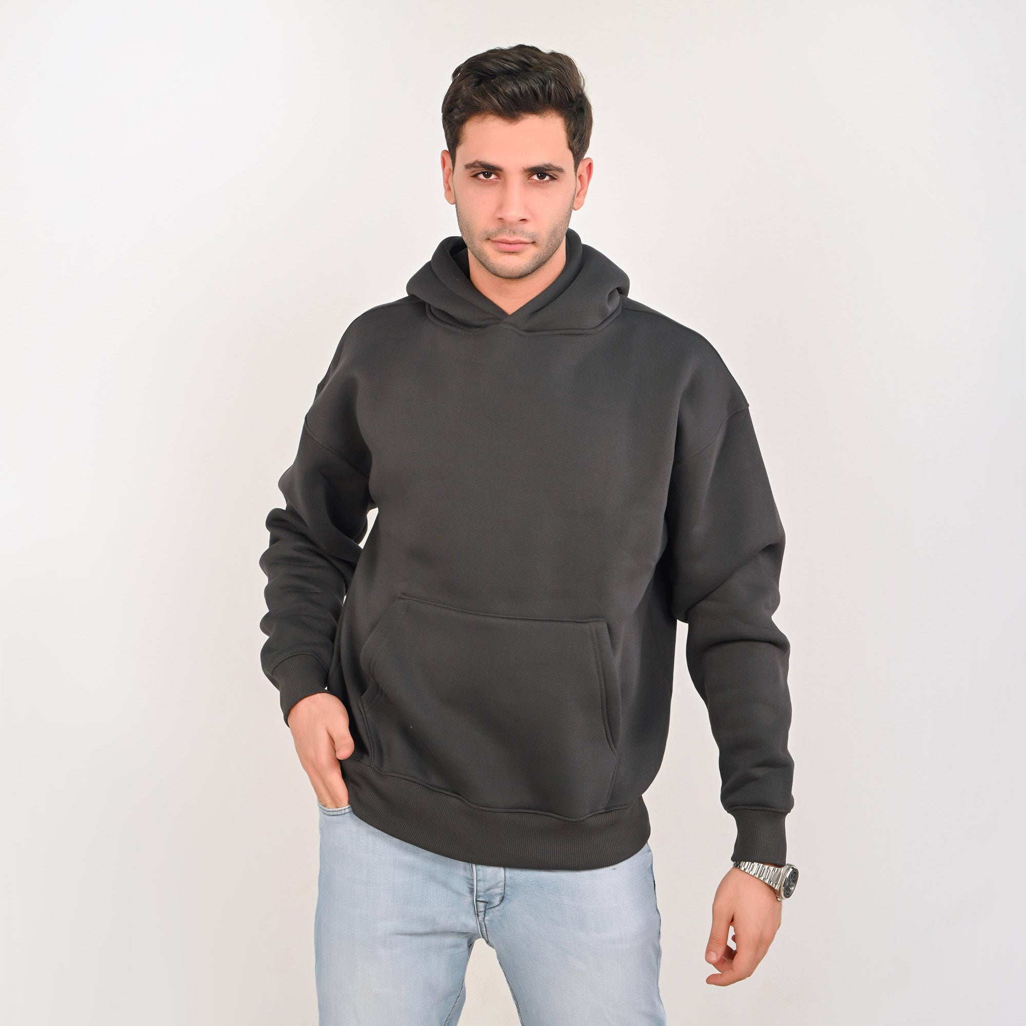 Essential Plain Hoodie– Iron Grey